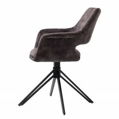 Loftscape Chaises à accoudoirs Moala II (lot de 2) - Velours / Acier - Gris vintage / Noir -Chaises Boutique 1000329352 220203 161419000040 DETAILS P000000001000329352