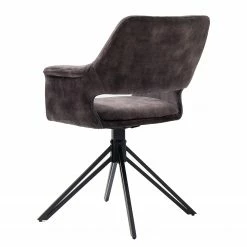 Loftscape Chaises à accoudoirs Moala II (lot de 2) - Velours / Acier - Gris vintage / Noir -Chaises Boutique 1000329352 220203 161419000050 DETAILS P000000001000329352