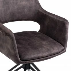 Loftscape Chaises à accoudoirs Moala II (lot de 2) - Velours / Acier - Gris vintage / Noir -Chaises Boutique 1000329352 220203 161419000060 DETAILS P000000001000329352