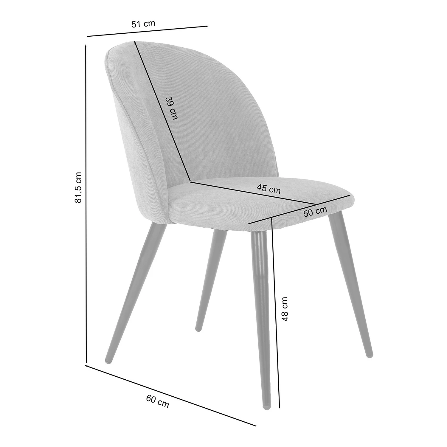 Chaises capitonnées Ruxby (lot de 2) - Gris 10 Chaises capitonnées Ruxby (lot de 2) - Gris – Image 8