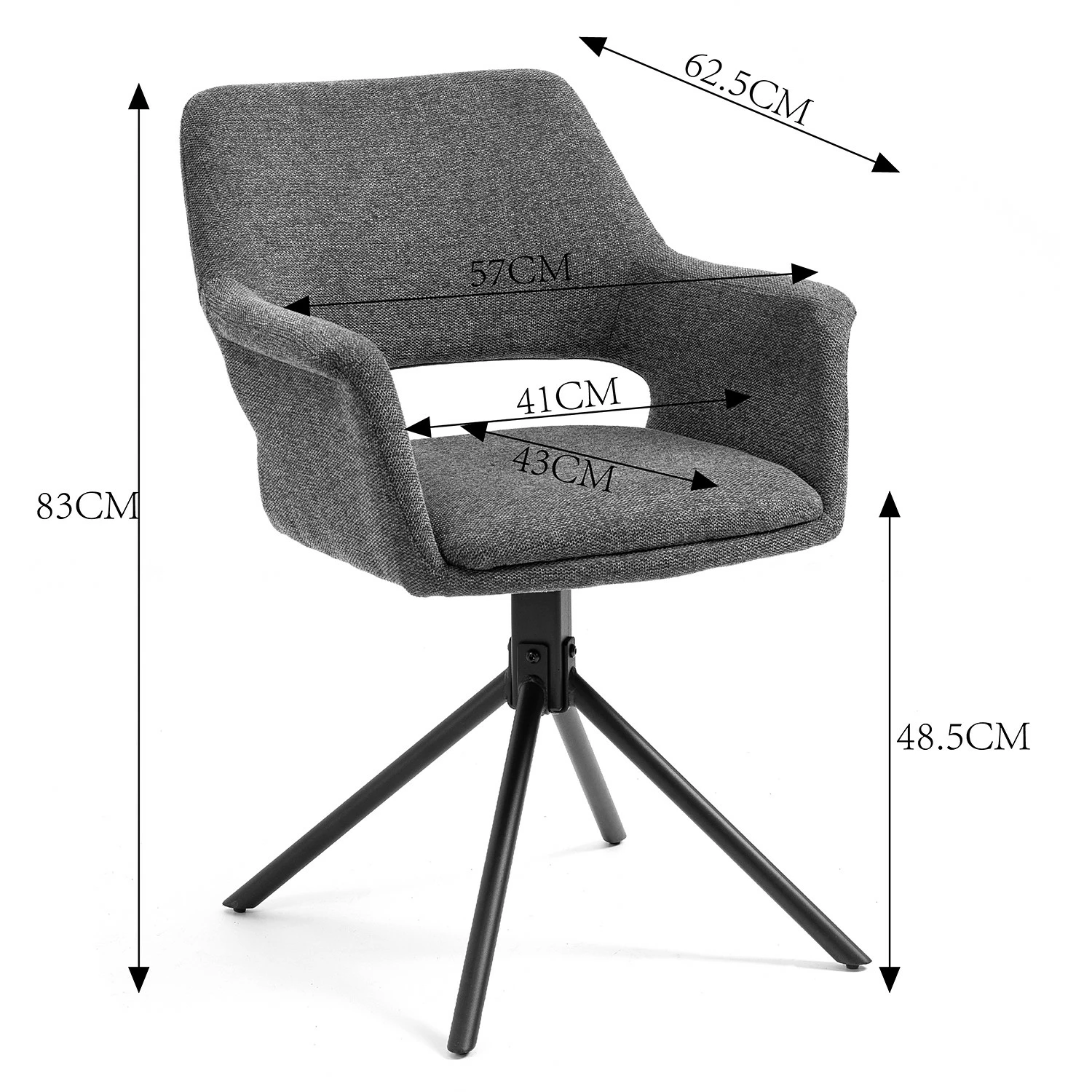 Loftscape Chaises à accoudoirs Keldur I (lot de 2) - Corde / Acier - Gris / Noir 9 Loftscape Chaises à accoudoirs Keldur I (lot de 2) - Corde / Acier - Gris / Noir – Image 7