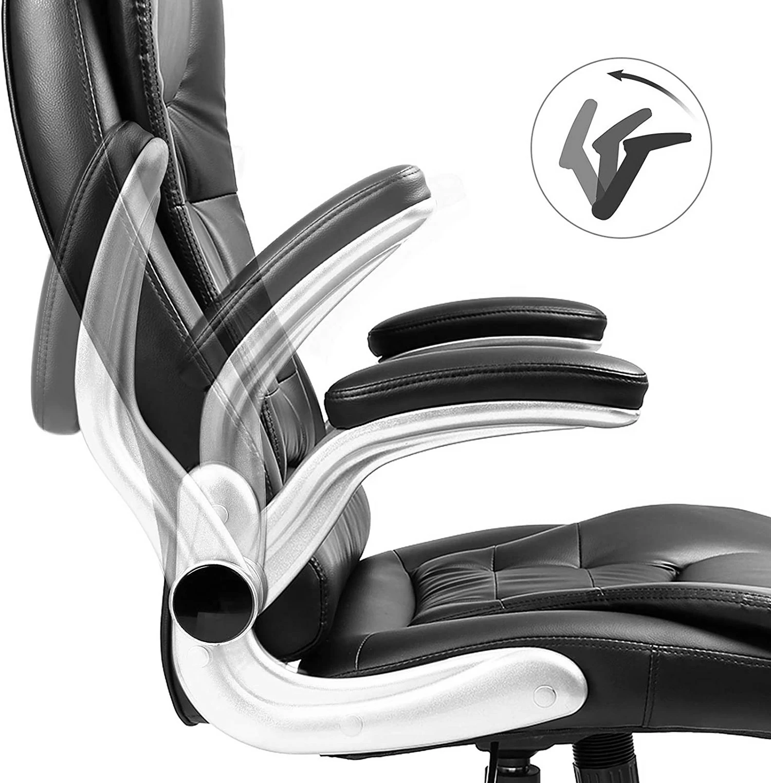 Loftscape Fauteuil de bureau Modan XXL - Imitation cuir / Nylon - Noir / Argenté 8 Loftscape Fauteuil de bureau Modan XXL - Imitation cuir / Nylon - Noir / Argenté – Image 6