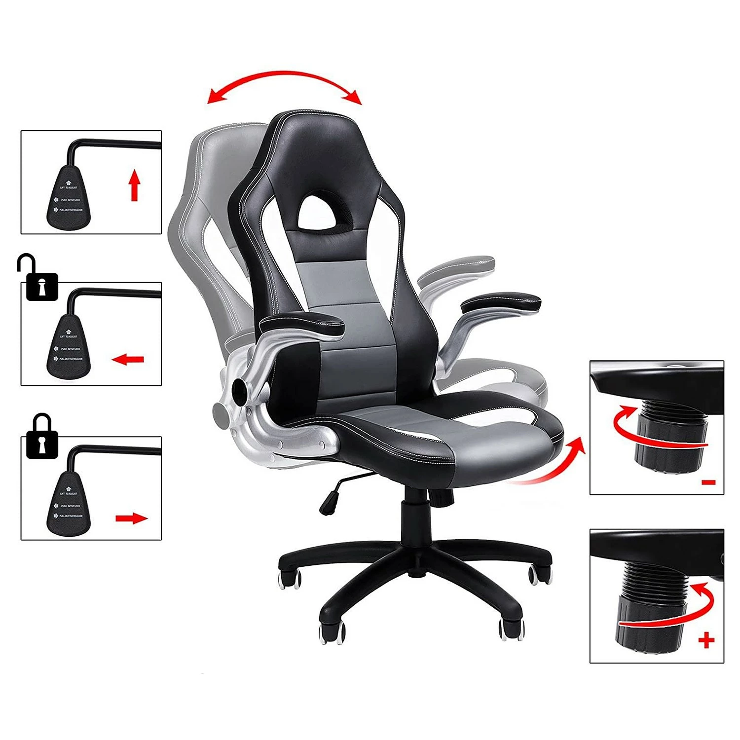 Loftscape Fauteuil de bureau Milnor - Noir / Gris 12 Loftscape Fauteuil de bureau Milnor - Noir / Gris – Image 10