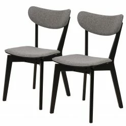 Loftscape Chaises Rigby II (lot de 2) - Tissu / Hévéa massif - Gris / Noir -Chaises Boutique 1000330926 220223 010 IMAGE P000000001000330926