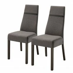 Norrwood Chaises capitonnées Reila (lot de 2) - Anthracite - Hêtre foncé