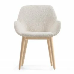Loftscape Chaises à accoudoirs Kusamo V (lot de 4) - Tissu structuré - Blanc / Frêne -Chaises Boutique 1000340256 220414 030 DETAILS P000000001000340256