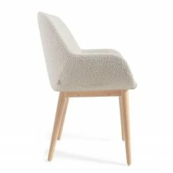 Loftscape Chaises à accoudoirs Kusamo V (lot de 4) - Tissu structuré - Blanc / Frêne -Chaises Boutique 1000340256 220414 035 DETAILS P000000001000340256