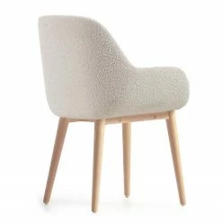 Loftscape Chaises à accoudoirs Kusamo V (lot de 4) - Tissu structuré - Blanc / Frêne -Chaises Boutique 1000340256 220414 036 DETAILS P000000001000340256