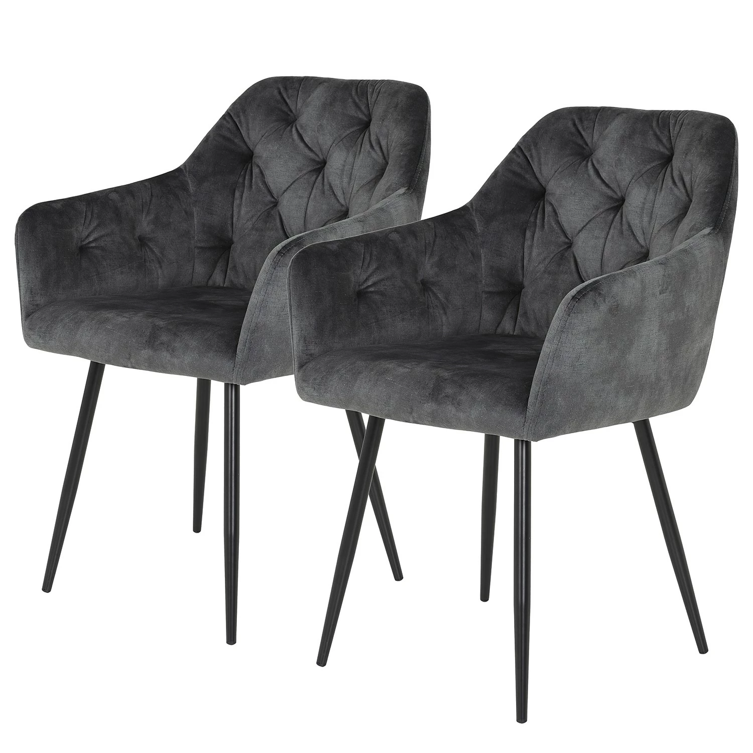 Red Living Chaises à accoudoirs Portol (lot de 2) - Gris 3 Red Living Chaises à accoudoirs Portol (lot de 2) - Gris