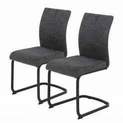 Red Living Chaises cantilever Playa II (lot de 2) - Tissu / Acier - Gris / Noir