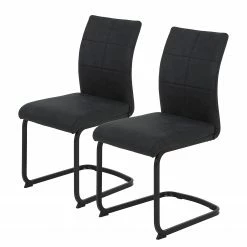 Red Living Chaises cantilever Playa (lot de 2) - Microfibre / Acier - Anthracite / Noir
