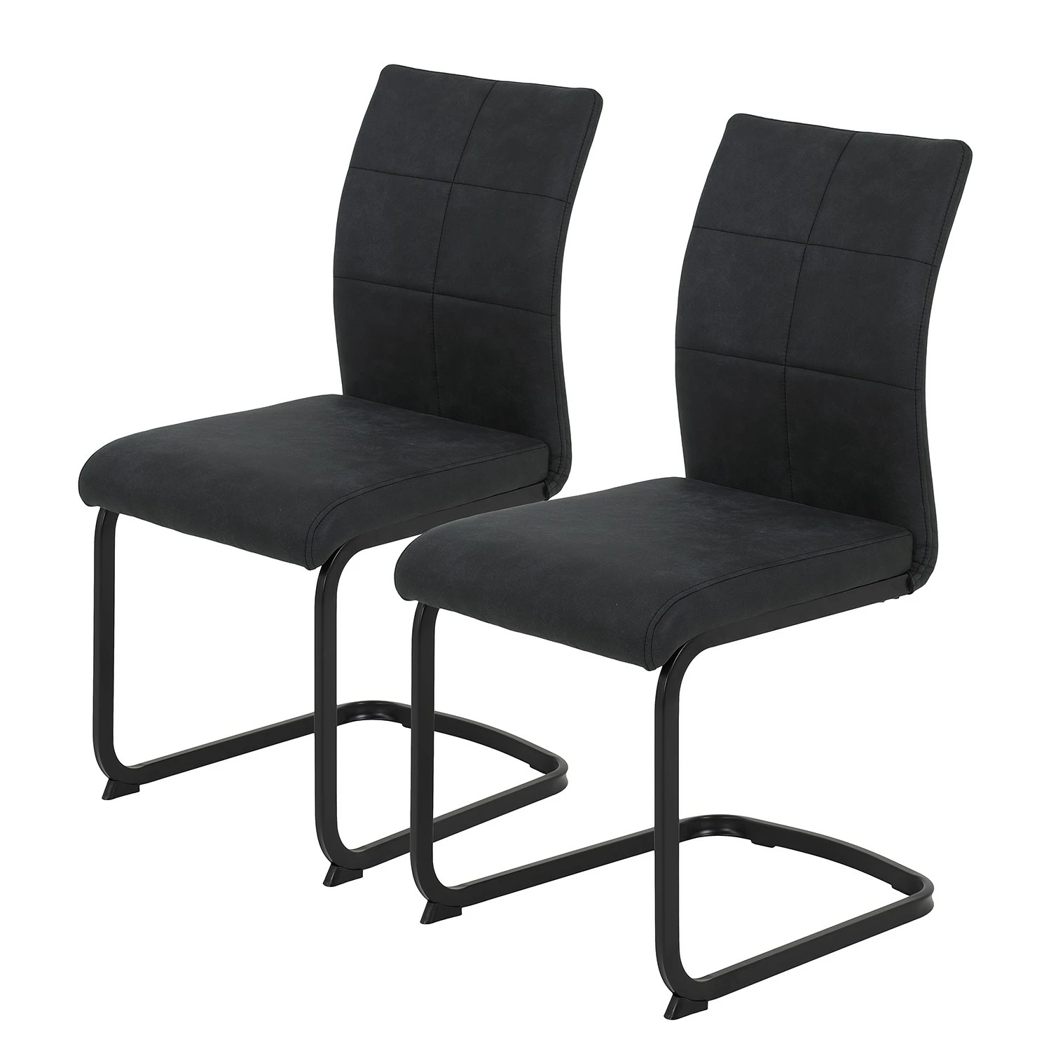 Red Living Chaises cantilever Playa (lot de 2) - Microfibre / Acier - Anthracite / Noir 3 Red Living Chaises cantilever Playa (lot de 2) - Microfibre / Acier - Anthracite / Noir