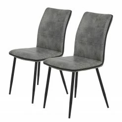 Red Living Chaises capitonnées Plemy (lot de 2) - Gris
