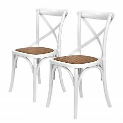 Butlers Chaises CROSS COUNTRY (lot de 2) - Bois d’orme / Rotin - Blanc