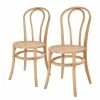 Butlers Chaises WIENER MELANGE (lot de 2) - Bois d’orme / Rotin - Naturel