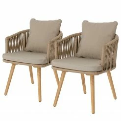 Norrwood Chaises Secu (lot de 2) - Tissu / Acacia massif - Taupe / Acacia