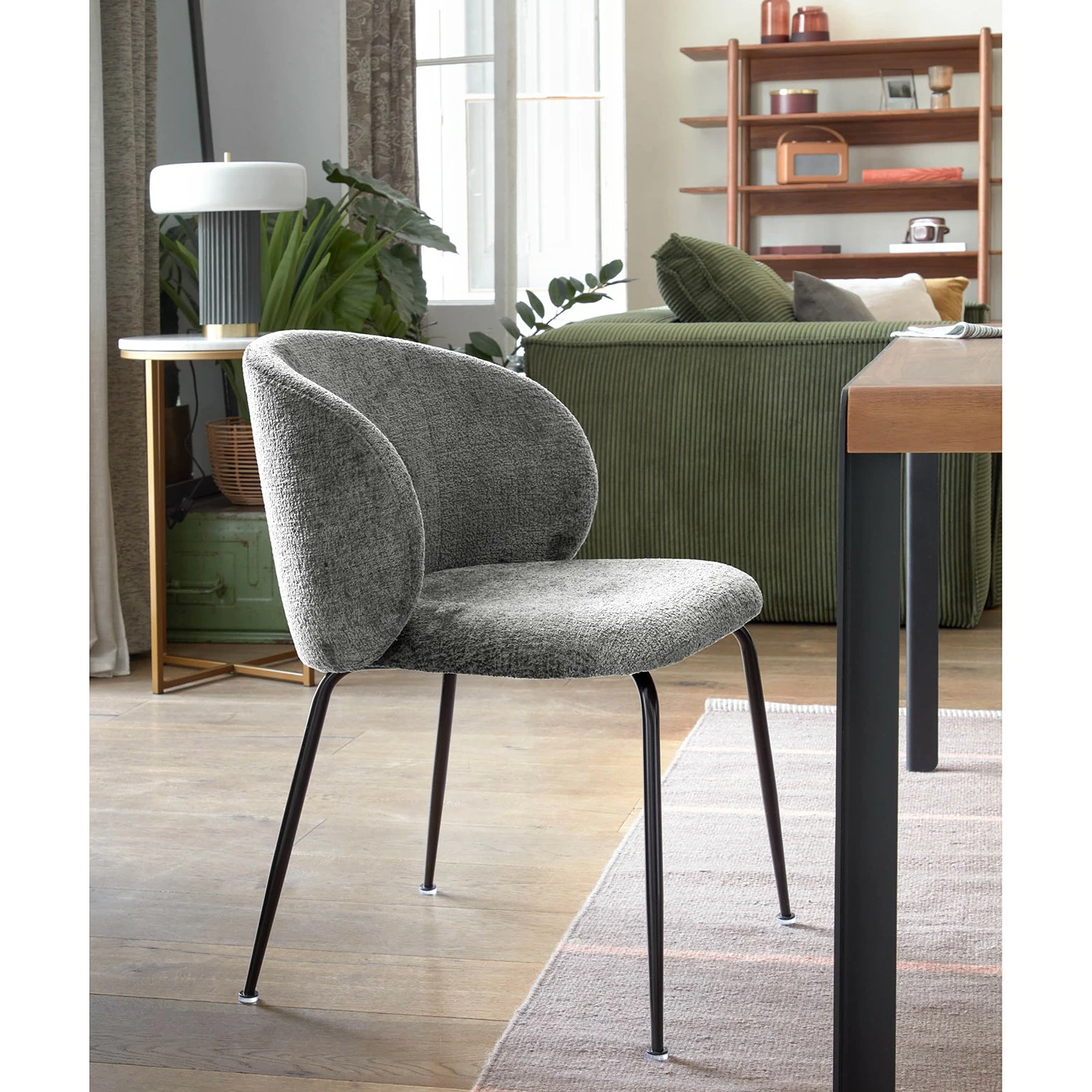 Red Living Chaises Sibari (lot de 2) - Chenille / Acier - Gris / Noir 4 Red Living Chaises Sibari (lot de 2) - Chenille / Acier - Gris / Noir – Image 2