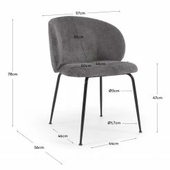 Red Living Chaises Sibari (lot de 2) - Chenille / Acier - Gris / Noir 21 Red Living Chaises Sibari (lot de 2) - Chenille / Acier - Gris / Noir -Chaises Boutique 1000344475 220412 500 SKETCH DETAILS P000000001000344475 sketch