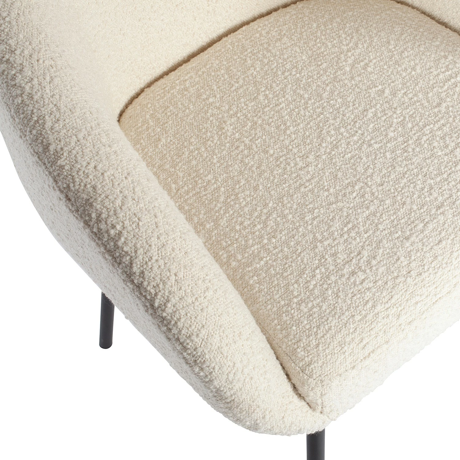 Loftscape Chaises à accoudoirs Pangolo (lot de 2) - Bouclé / Acier - Blanc / Noir 7 Loftscape Chaises à accoudoirs Pangolo (lot de 2) - Bouclé / Acier - Blanc / Noir – Image 5