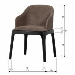 Loftscape Chaise à accoudoirs Valdes - Tissu / Hévéa massif - Taupe / Noir -Chaises Boutique 1000344501 220414 500 SKETCH DETAILS P000000001000344501 sketch