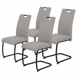 Loftscape Chaise cantilever La Paz III - Tissu / Métal - Noir - Gris - Lot de 4