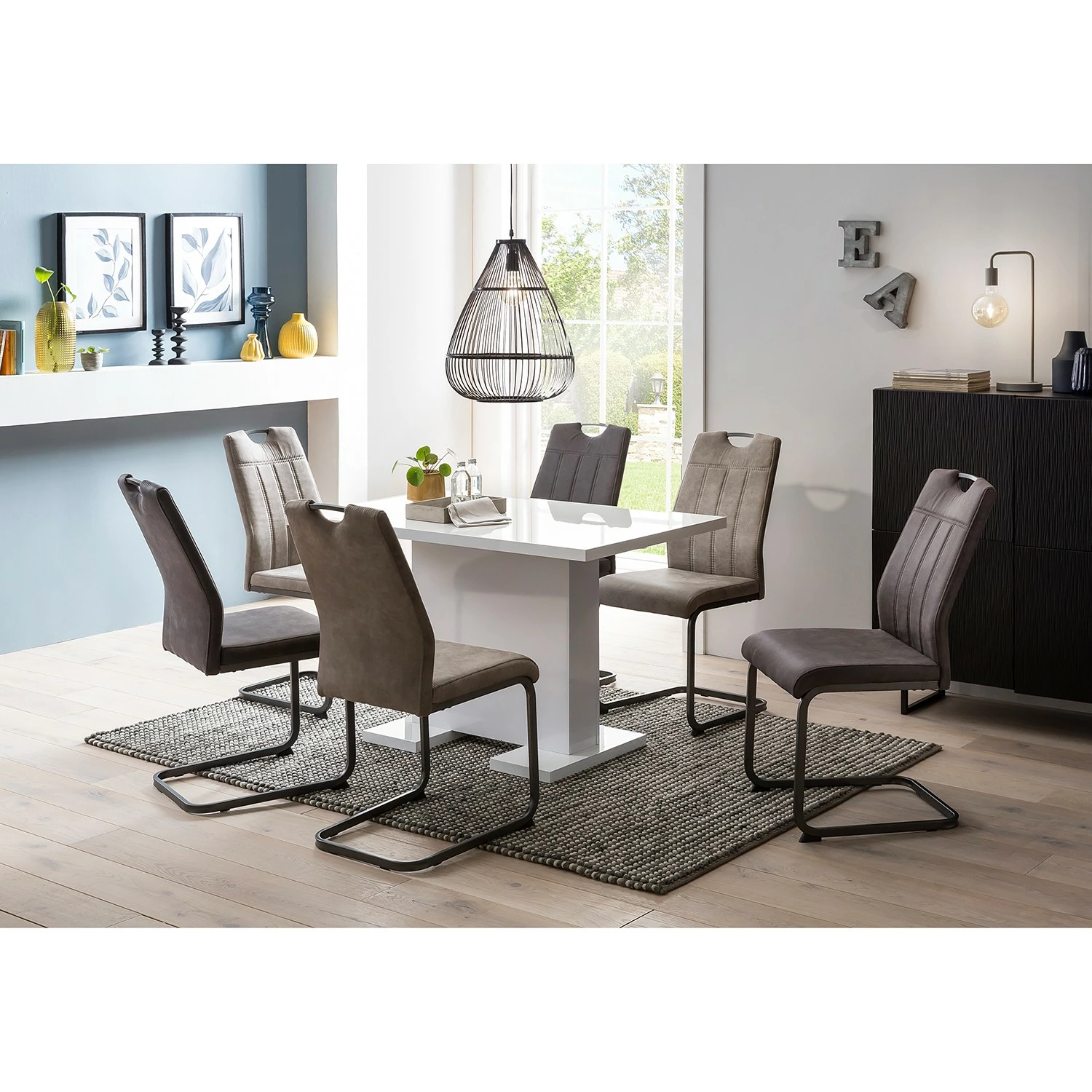 Loftscape Chaise cantilever Cotulla - Microfibre / Métal - Noir - Gris vintage - Lot de 4 4 Loftscape Chaise cantilever Cotulla - Microfibre / Métal - Noir - Gris vintage - Lot de 4 – Image 2