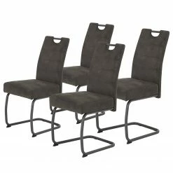 Loftscape Chaise cantilever Frenois - Microfibre / Acier - Anthracite - Lot de 4