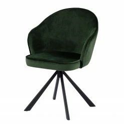 Loftscape Chaise à accoudoirs Chamby I - Velours / Fer - Vert foncé / Noir