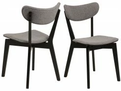 Loftscape Chaises Rigby II (lot de 2) - Tissu / Hévéa massif - Gris / Noir