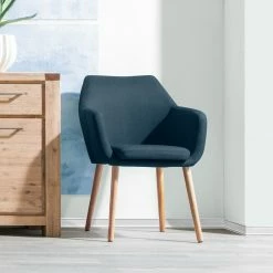 Mørteens Chaises à accoudoirs Nicholas - Tissu Cors: Bleu jean - 1 chaise -Chaises Boutique armlehnenstuhl nicholas ii webstoff eiche massiv jeansblau 5125392