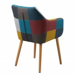 Mørteens Chaise à accoudoirs Nicholas III - Tissu Cors: Patchwork: Multicolore -Chaises Boutique armlehnenstuhl nicholas iii webstoff eiche massiv grau bordeaux 3791120