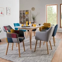 Chaises Soldes 2022 -Chaises Boutique armlehnenstuhl nicholas iii webstoff eiche massiv grau bordeaux 4185684