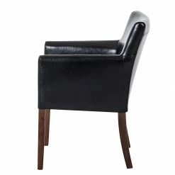 Maison Belfort Chaise à accoudoirs Lincoln I - Imitation cuir noir / bouleau brun foncé -Chaises Boutique armlehnstuhl lincoln kunstleder schwarz birke hellbraun 309333