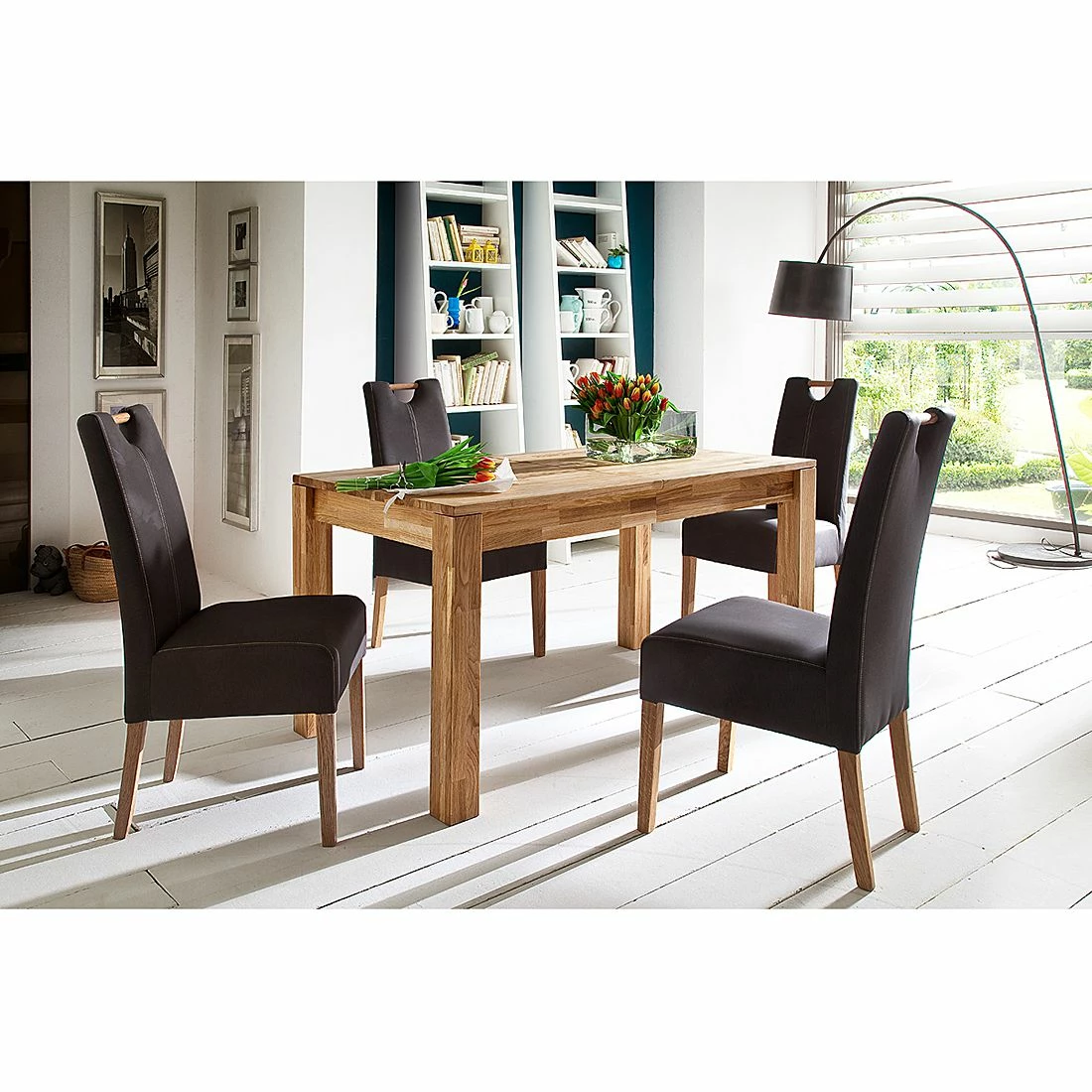 Ars Natura Chaises rembourrées Alessia (lot de 2) - Marron / Chêne 4 Ars Natura Chaises rembourrées Alessia (lot de 2) - Marron / Chêne – Image 2