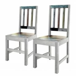 Wolf-Möbel Chaises Goa (lot de 2) - Partiellement en manguier massif - Manguier blanc vintage
