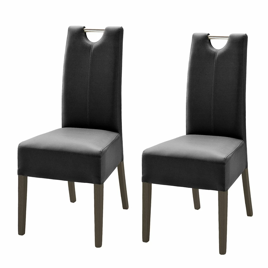 Ars Natura Chaises Lenya (lot de 2) - Cuir synthétique noir / Hêtre marron foncé 3 Ars Natura Chaises Lenya (lot de 2) - Cuir synthétique noir / Hêtre marron foncé