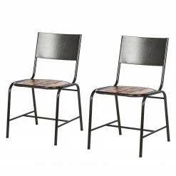 Ars manufacti Chaises Tamati (lot de 2) - Pin massif / acier inoxydable - pin / noir