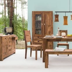 Wolf-Möbel Chaises Yoga (lot de 2) - Sheesham massif - Naturel -Chaises Boutique esszimmerstuhl yoga 2er set sheesham massiv natur 4105092