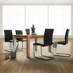 Fredriks Chaises cantilever Augusta I (lot de 2) - Cuir Aude: Noir - Sans accoudoirs -Chaises Boutique freischwinger augusta i 2er set echtleder schwarz 454290