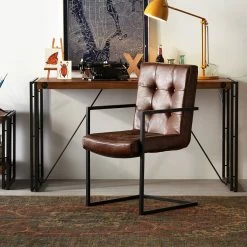 Ars manufacti Chaise cantilever - Imitation cuir / Métal - Marron / Noir -Chaises Boutique freischwinger lungo kunstleder cappuccino 5114624