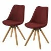 Mørteens Chaises capitonnées Aledas II - Tissu Cors: Rouge foncé - Lot de 2 -Chaises Boutique polsterstuhl aledas ii 2er set webstoff gummibaum massiv dunkelrot 5061032
