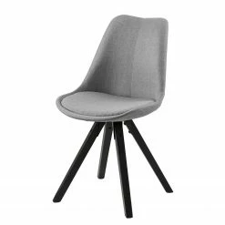 Mørteens Chaises capitonnées Aledas V - Tissu / Hévéa massif - Gris clair / Noir - Lot de 2 -Chaises Boutique polsterstuhl aledas v 2er set webstoff gummibaum massiv granit schwarz 5104264