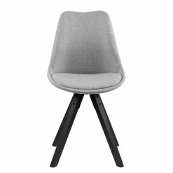 Mørteens Chaises capitonnées Aledas V - Tissu / Hévéa massif - Gris clair / Noir - Lot de 2 -Chaises Boutique polsterstuhl aledas v 2er set webstoff gummibaum massiv granit schwarz 5104276