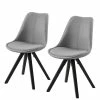 Mørteens Chaises capitonnées Aledas V - Tissu / Hévéa massif - Gris clair / Noir - Lot de 2