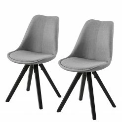 Mørteens Chaises capitonnées Aledas V - Tissu / Hévéa massif - Gris clair / Noir - Lot de 2