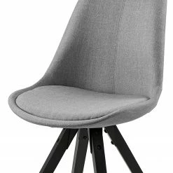 Mørteens Chaises capitonnées Aledas V - Tissu / Hévéa massif - Gris clair / Noir - Lot de 2 -Chaises Boutique polsterstuhl aledas v 2er set webstoff gummibaum massiv granit schwarz 5110712