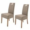 Roomscape Lot de 2 chaises capitonnées Alessia II - Taupe / Chêne -Chaises Boutique polsterstuhl alessia ii 2er set kunstleder taupe eiche 4289304
