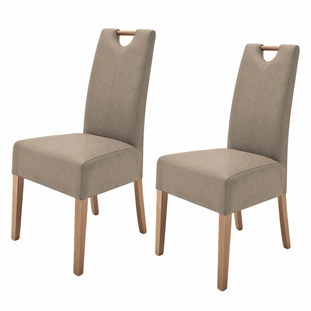 Roomscape Lot de 2 chaises capitonnées Alessia II - Taupe / Chêne 3 Roomscape Lot de 2 chaises capitonnées Alessia II - Taupe / Chêne