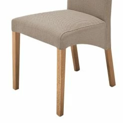 Ars Natura Chaises capitonnée Foxa (lot de 2) - Tissu / Hêtre massif - Hêtre - Taupe / Chêne -Chaises Boutique polsterstuhl demius 2er set webstoff taupe eiche 1935914