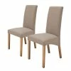 Ars Natura Chaises capitonnée Foxa (lot de 2) - Tissu / Hêtre massif - Hêtre - Taupe / Chêne